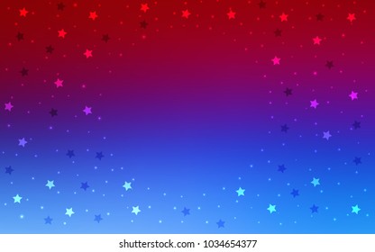 Light Blue, Red vector cover with small and big stars. Glitter abstract illustration with colored stars. The pattern can be used for websites.