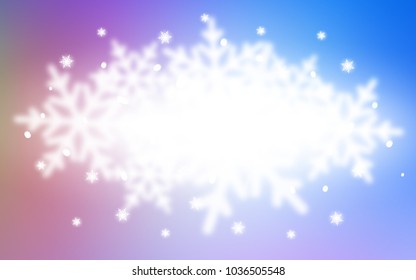 Light Blue, Red vector cover with beautiful snowflakes. Decorative shining illustration with snow on abstract template. The template can be used as a new year background.
