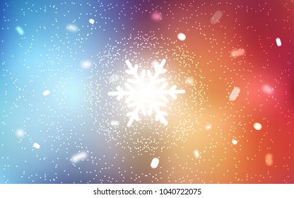 Light Blue, Red vector cover with beautiful snowflakes. Modern geometrical abstract illustration with crystals of ice. The pattern can be used for new year ad, booklets.