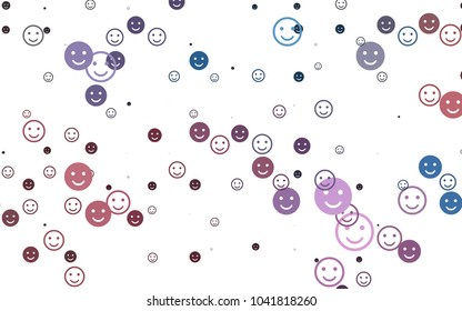 Light Blue, Red vector cover with cute smiles. Decorative shining illustration with smiles on white template. Template for cheerful greeting postcards.