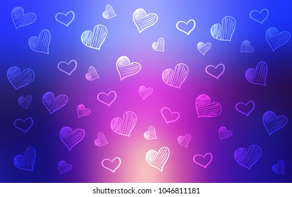 Light Blue, Red vector cover with Shining hearts. Illustration with hearts in love concept for valentine's day. Design for ad, poster, banner of Valentine Day.