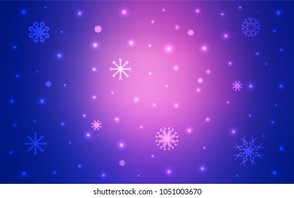 Light Blue, Red vector cover with beautiful snowflakes. Decorative shining illustration with snow on abstract template. The pattern can be used for year new  websites.