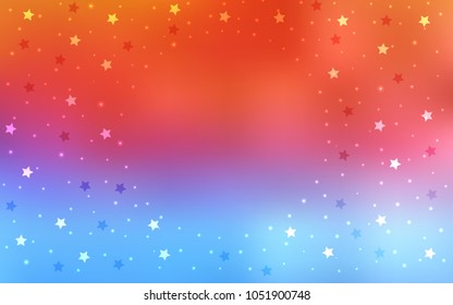 Light Blue, Red vector cover with small and big stars. Decorative shining illustration with stars on abstract template. Best design for your ad, poster, banner.