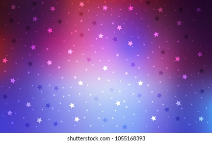 Light Blue, Red vector cover with small and big stars. Glitter abstract illustration with colored stars. The template can be used as a background.