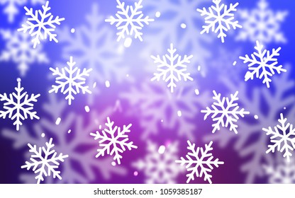 Light Blue, Red vector cover with beautiful snowflakes. Modern geometrical abstract illustration with crystals of ice. The pattern can be used for new year ad, booklets.