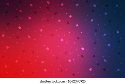 Light Blue, Red vector cover with small and big stars. Stars on blurred abstract background with gradient. The pattern can be used for websites.