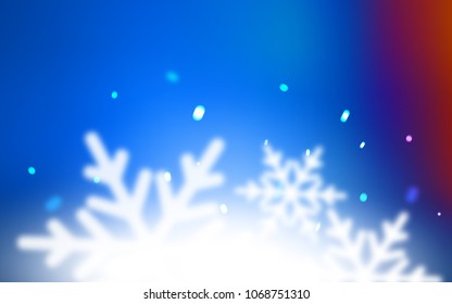 Light Blue, Red vector cover with beautiful snowflakes. Modern geometrical abstract illustration with crystals of ice. New year design for your business advert.