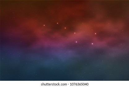 Light Blue, Red vector cover with astronomical stars. Blurred decorative design in simple style with galaxy stars. Template for cosmic backgrounds.