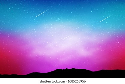 Light Blue, Red vector cover with astronomical stars. Shining illustration with sky stars on abstract template. Pattern for astrology websites.