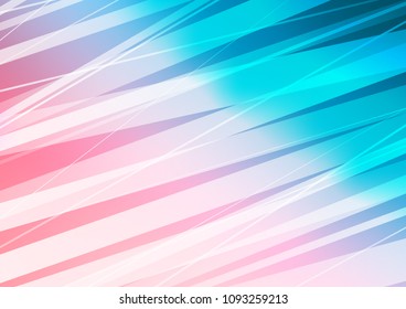 Light Blue, Red vector cover with long lines. Decorative shining illustration with lines on abstract template. The pattern can be used for websites.