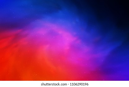 Light Blue, Red vector cover with astronomical stars. Shining illustration with sky stars on abstract template. Pattern for astronomy websites.