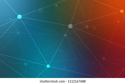 Light Blue, Red vector cover with spots, lines. Design with connection of dots and lines on colorful background. Pattern can be used for ads, leaflets.