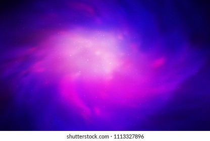 Light Blue, Red vector cover with astronomical stars. Glitter abstract illustration with colorful cosmic stars. Smart design for your business advert.