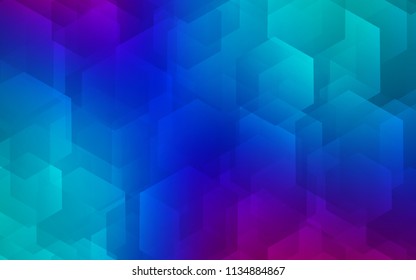 Light Blue, Red vector cover with set of hexagons. Glitter abstract illustration in hexagonal style. Pattern for ads, leaflets.