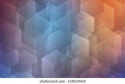 Light Blue, Red vector cover with set of hexagons. Illustration with set of colorful hexagons. Pattern for ads, leaflets.