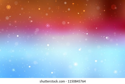 Light Blue, Red vector cover with beautiful snowflakes. Modern geometrical abstract illustration with crystals of ice. The pattern can be used for new year ad, booklets.