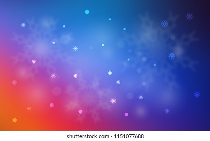 Light Blue, Red vector cover with beautiful snowflakes. Glitter abstract illustration with crystals of ice. New year design for your ad, poster, banner.