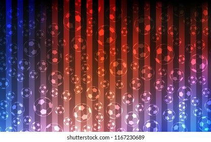 Light Blue, Red vector cover with football symbols. Colored illustration with balls on a gradiental backdrop. Smart design for ads of soccer matches.