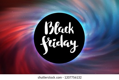 Light Blue, Red vector cover with a black hole, nebula. Decorative design in space style with a black hole. Black Friday design for ads, commercials.