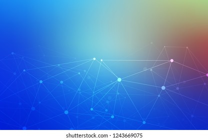 Light Blue, Red vector cover with spots, lines. Modern abstract colorful illustration with spheres and lines. Pattern can be used for futuristic ad, booklets.
