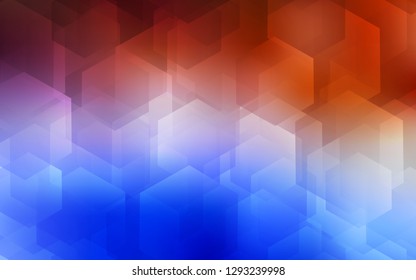 Light Blue, Red vector cover with set of hexagons. Illustration of colored hexagons on white surface. Pattern can be used for landing pages.