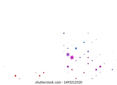 Light Blue, Red vector cover with small and big stars. Stars on blurred abstract background with gradient. The template can be used as a background.