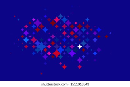 Light Blue, Red vector cover with small and big stars. Decorative shining illustration with stars on abstract template. The pattern can be used for new year ad, booklets.