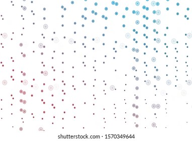 Light Blue, Red vector cover with beautiful snowflakes. Glitter abstract illustration with crystals of ice. New year design for your business advert.