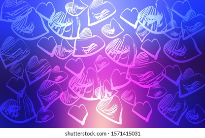 Light Blue, Red vector cover with Shining hearts. Illustration with hearts in love concept for valentine's day. Design for ad, poster, banner of Valentine Day.