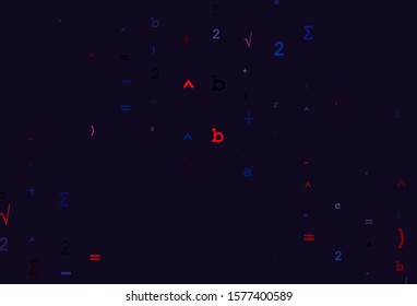 Light Blue, Red vector cover with math elements. Blurred design in simple style with collection of numerals. Template for cell phone backgrounds.