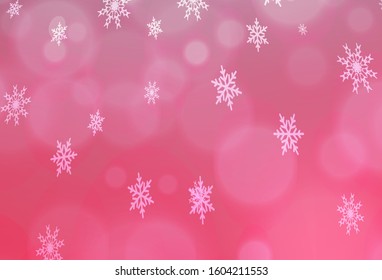 Light Blue, Red vector cover with beautiful snowflakes. Snow on blurred abstract background with gradient. The pattern can be used for new year ad, booklets.