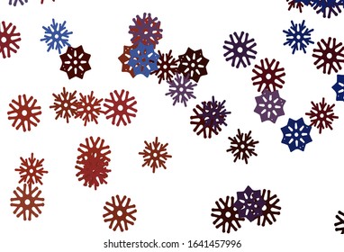Light Blue, Red vector cover with beautiful snowflakes. Decorative shining illustration with snow on abstract template. The pattern can be used for year new  websites.