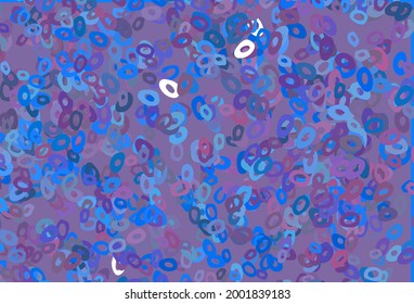 Hellblau, roter Vektordeckel mit Flecken. Schöne farbige Illustration mit unscharfen Kreisen im Naturstil. Wassermuster, Regen fällt.