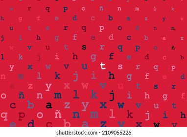 Light blue, red vector cover with english symbols. Modern geometrical illustration with ABC english symbols. The pattern can be used as ads, poster, banner for books.
