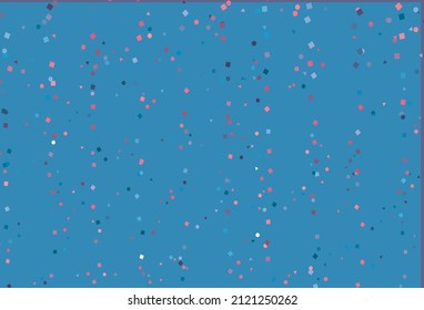 Light Blue, Red vector cover in polygonal style with circles. Abstract illustration with colorful dots, lines, cubes. Pattern for commercials.