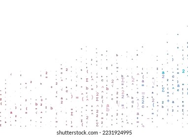 Light Blue, Red vector cover with math elements. Blurred design in simple style with collection of numerals. Best design for your math college.