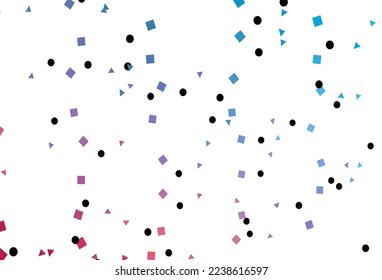 Azul claro, cubierta vectorial roja en estilo poligonal con círculos. Ilustración de gradiente abstracto con círculos, triángulos, cubos. Patrón para comerciales.