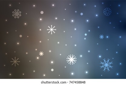 Light Blue, Red vector cover with beautiful snowflakes. Shining colored illustration with snow in christmas style. The template can be used as a new year background.