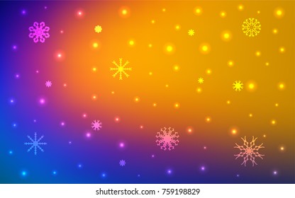 Light Blue, Red vector cover with beautiful snowflakes. Blurred decorative design in xmas style with snow. New year design for your business advert.