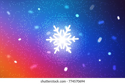 Light Blue, Red vector cover with beautiful snowflakes. Blurred decorative design in xmas style with snow. New year design for your ad, poster, banner.