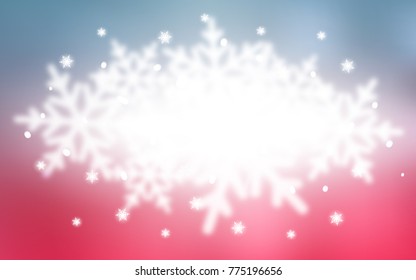 Light Blue, Red vector cover with beautiful snowflakes. Shining colored illustration with snow in christmas style. The template can be used as a new year background.