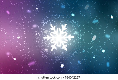 Light Blue, Red vector cover with beautiful snowflakes. Blurred decorative design in xmas style with snow. The pattern can be used for new year ad, booklets.