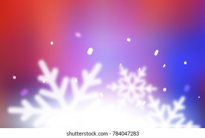 Light Blue, Red vector cover with beautiful snowflakes. Shining colored illustration with snow in christmas style. New year design for your business advert.