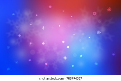 Light Blue, Red vector cover with beautiful snowflakes. Modern geometrical abstract illustration with crystals of ice. The pattern can be used for new year ad, booklets.