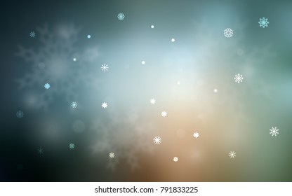 Light Blue, Red vector cover with beautiful snowflakes. Shining colored illustration with snow in christmas style. The pattern can be used for new year ad, booklets.