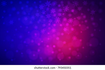 Light Blue, Red vector cover with beautiful snowflakes. Glitter abstract illustration with crystals of ice. The pattern can be used for year new  websites.