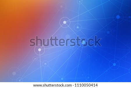 Light Blue, Red vector cover with spots, lines. Design with connection of dots and lines on colorful background. Pattern can be used for futuristic ad, booklets.