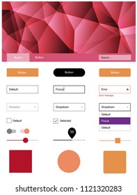 Light Blue, Red vector design ui kit with mosaic. Web ui kit with abstract gradient triangles in its header. This sample is for your landing page.