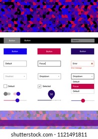 Light Blue, Red vector design ui kit with dots. Web ui kit with abstract gradient circles in its header. This sample is for your website.