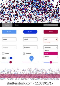 Light Blue, Red vector design ui kit with dots. Colorful Style guide with circles on abstract background. Simple colorful design for websites.